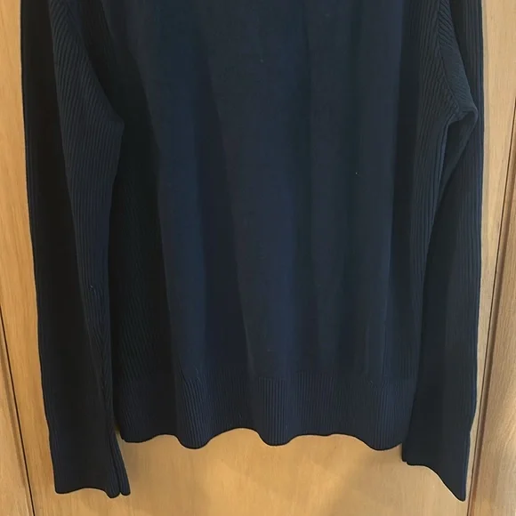 Fairbault Woolen Mill Co Wool Ribbed Quarter Zip Sweater New Navy Blue Size XL